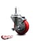 Service Caster 3.5'' Red Poly Wheel Swivel 7/16'' Grip Ring Stem Caster with Brake SCC-GR20S3514-PPUB-RED-TLB-716138 - alternate 4